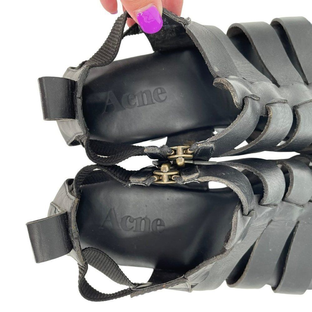 Acne Studios Tour Low Black Leather Greek Cushioned Sandals Men EU 42 US 9‎ - Picture 5 of 12